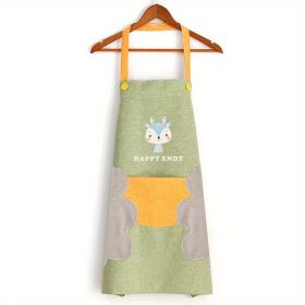 Cute Cartoon Waterproof & Oil-proof Apron (Color: Green)