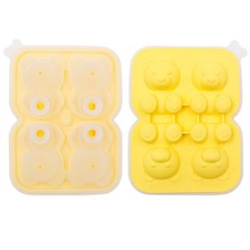Cute Teddy Bear Ice Cube Making Mold (Color: 4 Bear Ice Cubes-Yellow)