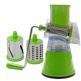 Rotary Grater/Mandoline/Slicer w/3 Interchangeable Blades (Color: Green)
