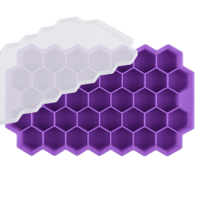 Honeycomb/Hexagonal Silicone 37 Hole Ice Tray Mold (Color: Purple)
