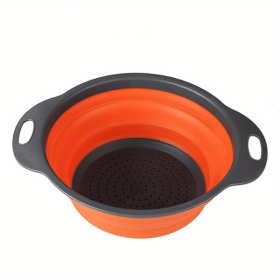 Silicone Collapsible Colander (Color: Orange2, size: small)