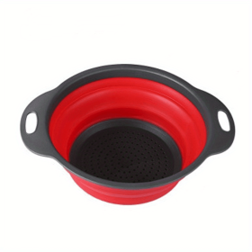 Silicone Collapsible Colander (Color: Red2, size: small)