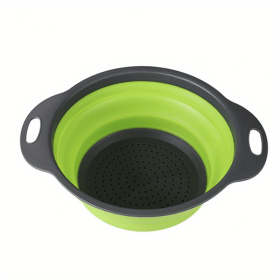 Silicone Collapsible Colander (Color: Green2, size: large)