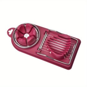 1pc Stainless Steel Egg Slicer (Color: Red)