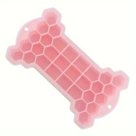 Bone Shaped Silicone Ice Tray w/Lid (Color: Pink)