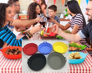 2 Pcs Silicone Easy Cleaning Air Fryer Liners (Color: Red)