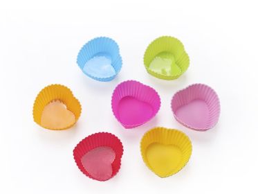 Colorful Shaped Nonstick Silicone Cupcake Molds (Design: heart)
