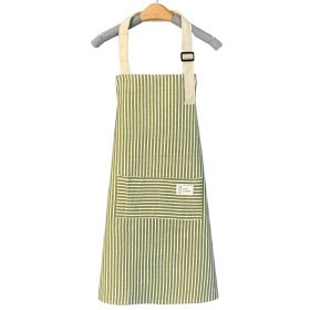 Adjustable Cotton And Linen Apron w/2 Pockets (Color: Green)