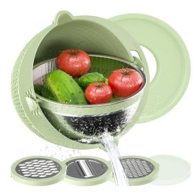 4 in 1 Colander with Mixing Bowl Set (Color: Green)