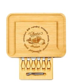 Bamboo Cutting/Cheese Board Set (Color: Natural, size: 17.5 in)