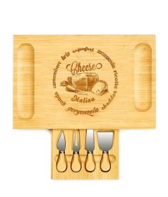 Bamboo Cutting/Cheese Board Set (Color: Natural, size: 16.5 in)