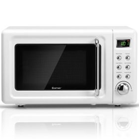 700W Retro Countertop Microwave Oven w/5 Micro Power Levels  Auto Cooking Function (Color: White)