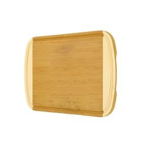 Two Tone Cutting Board w/Side Handles & Juice Groove (Color: Natural, size: XL -  18" x 12")